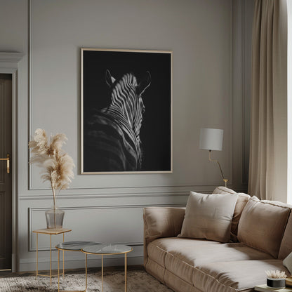 Black Background Zebra Portrait Canvas Wall Art - 12