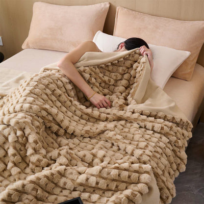 Raised Texture Reversible Polyester Fleece Blanket - 3
