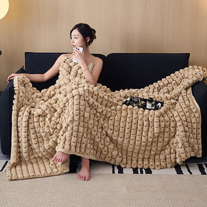 Raised Texture Reversible Polyester Fleece Blanket - 6