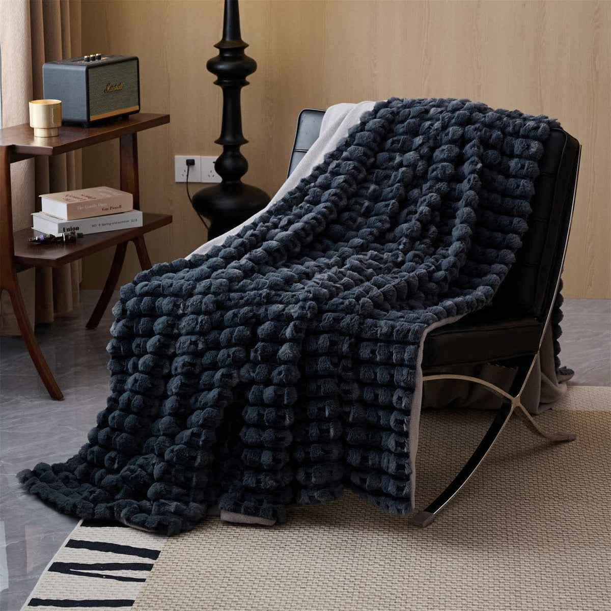 Raised Texture Reversible Polyester Fleece Blanket - 13