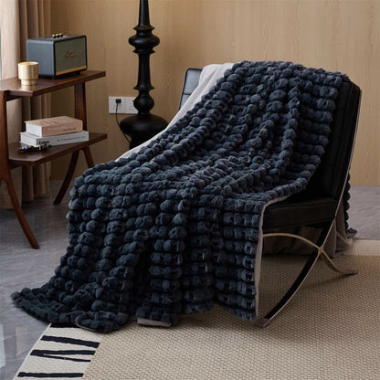Raised Texture Reversible Polyester Fleece Blanket - 13