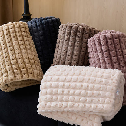 Raised Texture Reversible Polyester Fleece Blanket - 2