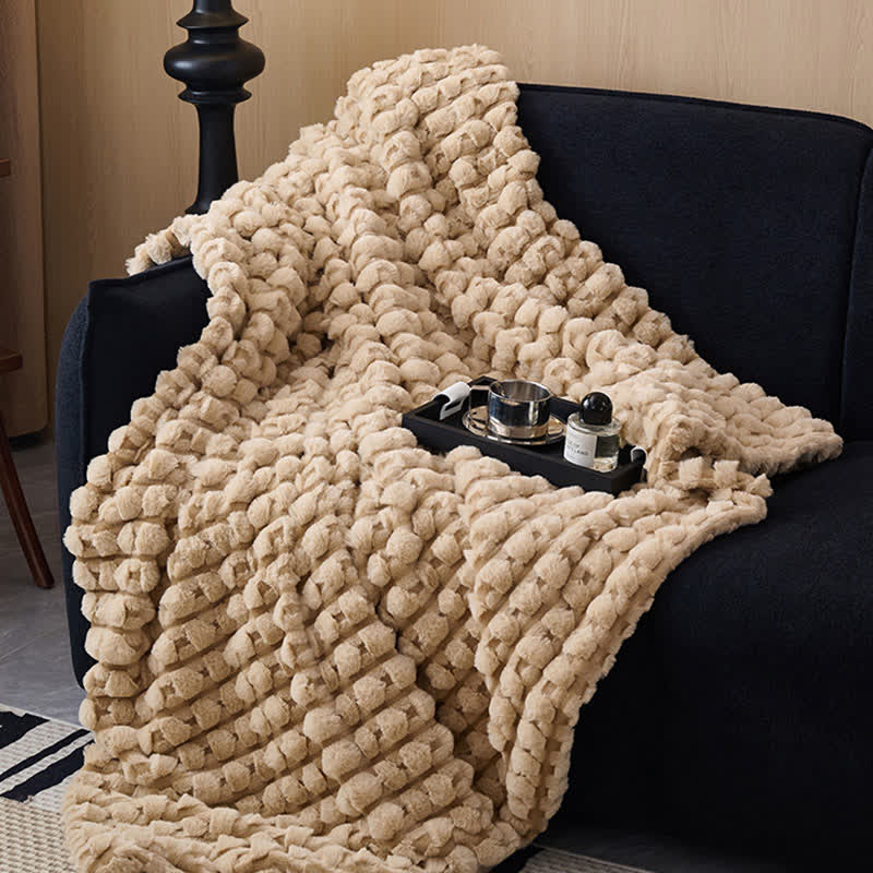 Raised Texture Reversible Polyester Fleece Blanket - 9
