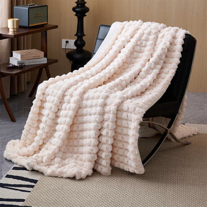 Raised Texture Reversible Polyester Fleece Blanket - 12