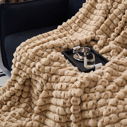 Raised Texture Reversible Polyester Fleece Blanket - 10
