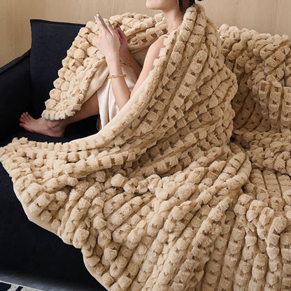 Raised Texture Reversible Polyester Fleece Blanket - 8