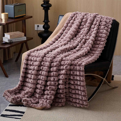 Raised Texture Reversible Polyester Fleece Blanket - 14