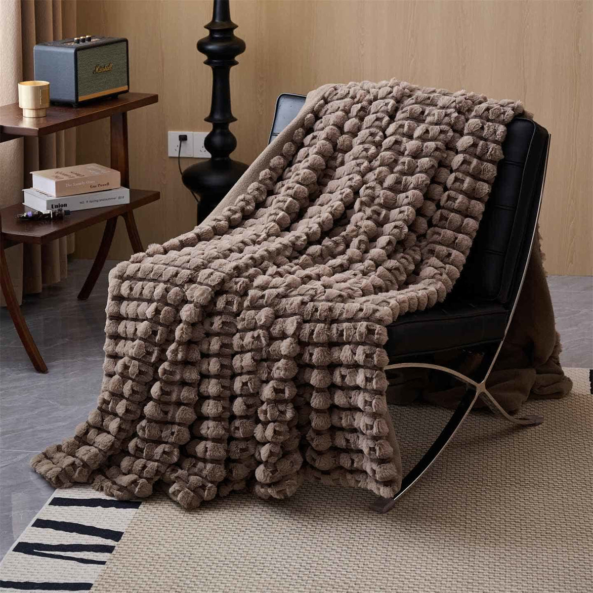 Raised Texture Reversible Polyester Fleece Blanket - 15