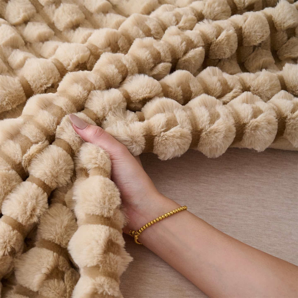 Raised Texture Reversible Polyester Fleece Blanket - 11