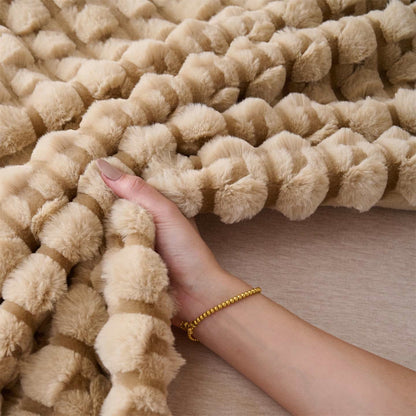 Raised Texture Reversible Polyester Fleece Blanket - 11