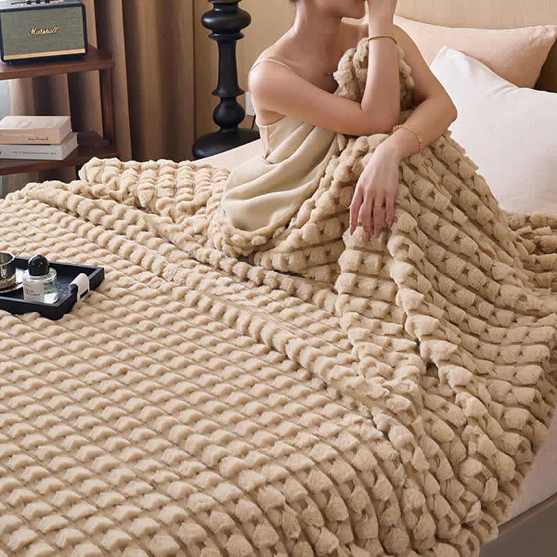 Raised Texture Reversible Polyester Fleece Blanket - 5