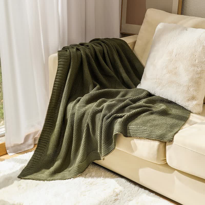 Solid Acrylic Knit Sofa Throw Blanket - 12