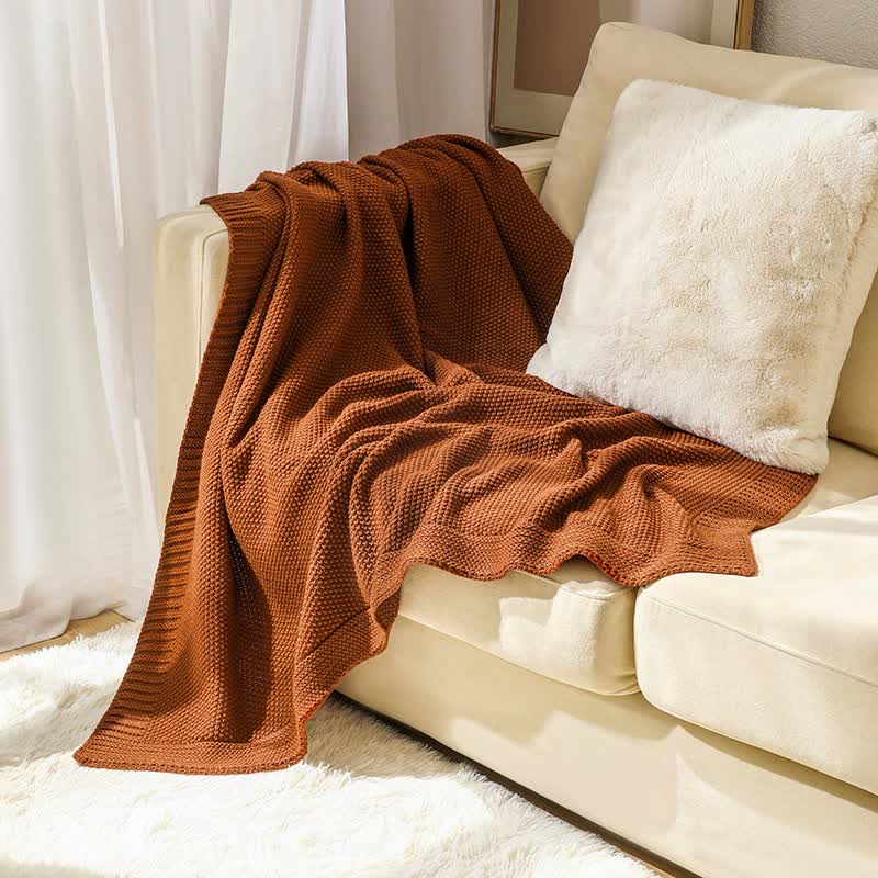 Solid Acrylic Knit Sofa Throw Blanket - 10