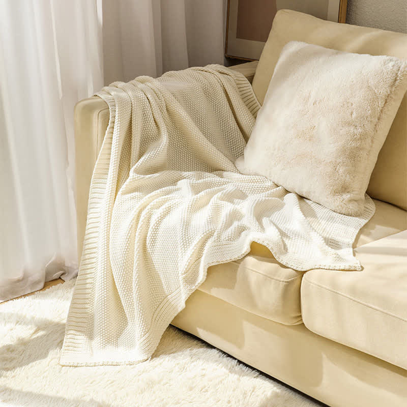 Solid Acrylic Knit Sofa Throw Blanket - 8