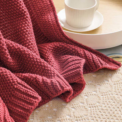 Solid Acrylic Knit Sofa Throw Blanket - 4