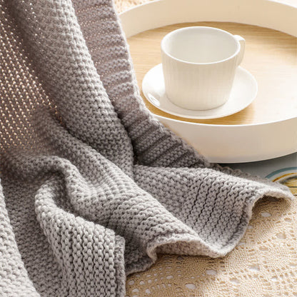 Solid Acrylic Knit Sofa Throw Blanket - 6