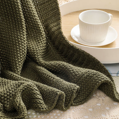 Solid Acrylic Knit Sofa Throw Blanket - 13