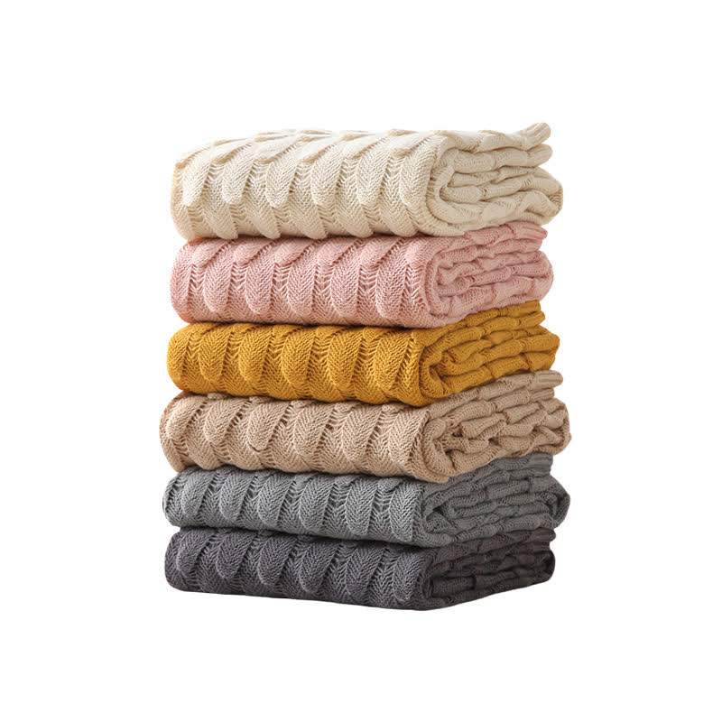 Scallop Texture Polyester Knit Throw Blanket - 1