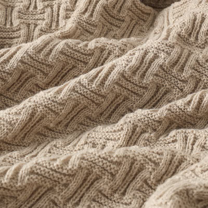 Basket Texture Acrylic Knit Throw Blanket - 8
