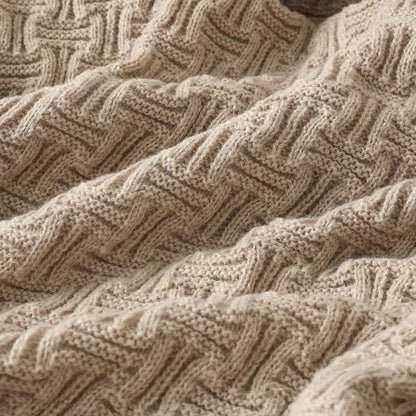 Basket Texture Acrylic Knit Throw Blanket - 8