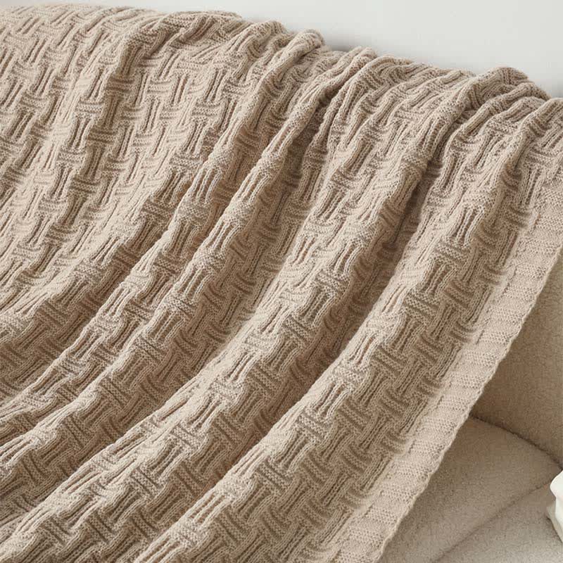 Basket Texture Acrylic Knit Throw Blanket - 6