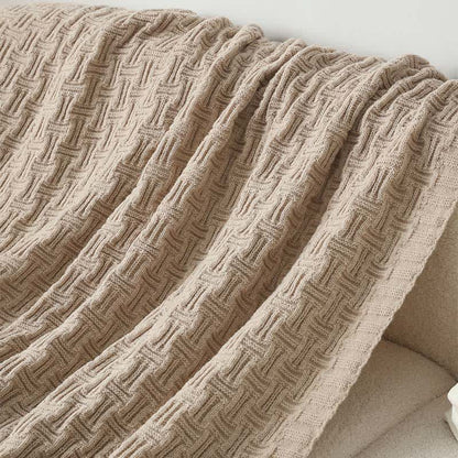 Basket Texture Acrylic Knit Throw Blanket - 6