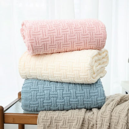 Basket Texture Acrylic Knit Throw Blanket - 1
