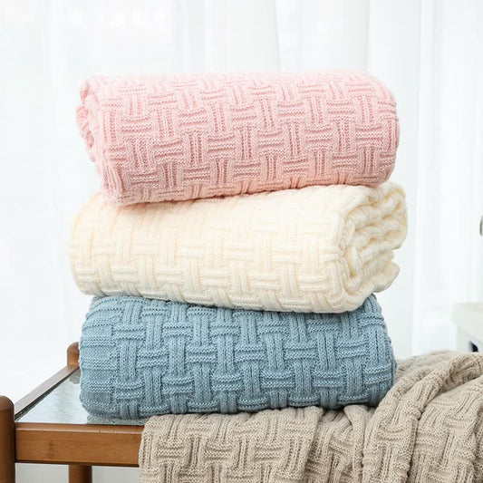 Basket Texture Acrylic Knit Throw Blanket - 1