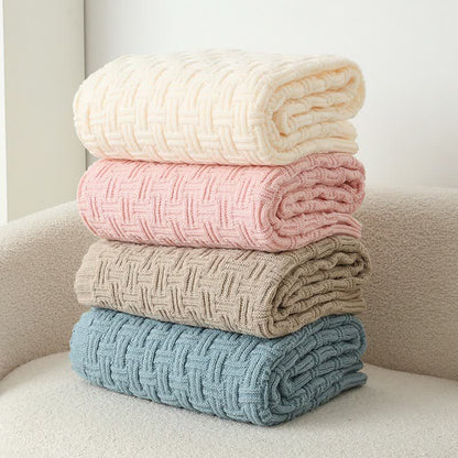 Basket Texture Acrylic Knit Throw Blanket - 3