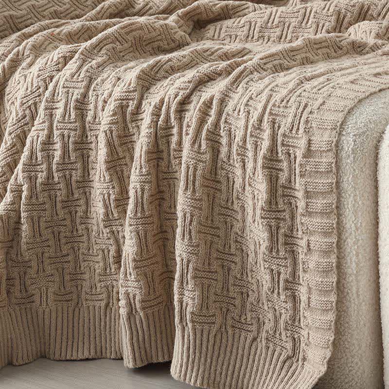 Basket Texture Acrylic Knit Throw Blanket - 7