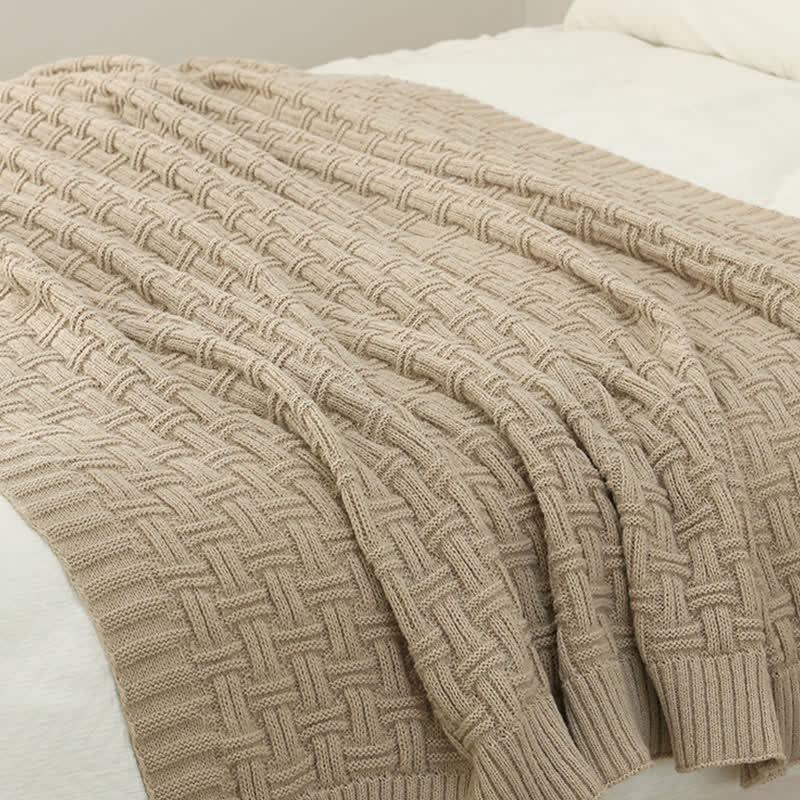 Basket Texture Acrylic Knit Throw Blanket - 5
