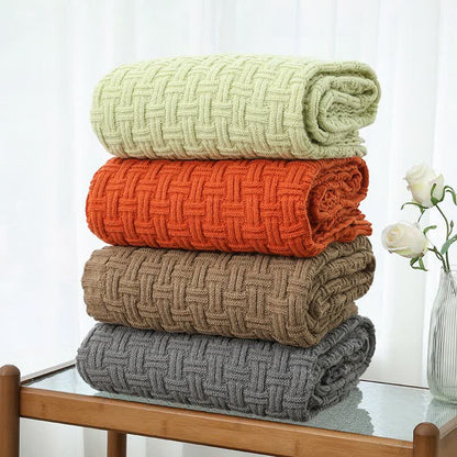 Basket Texture Acrylic Knit Throw Blanket - 2