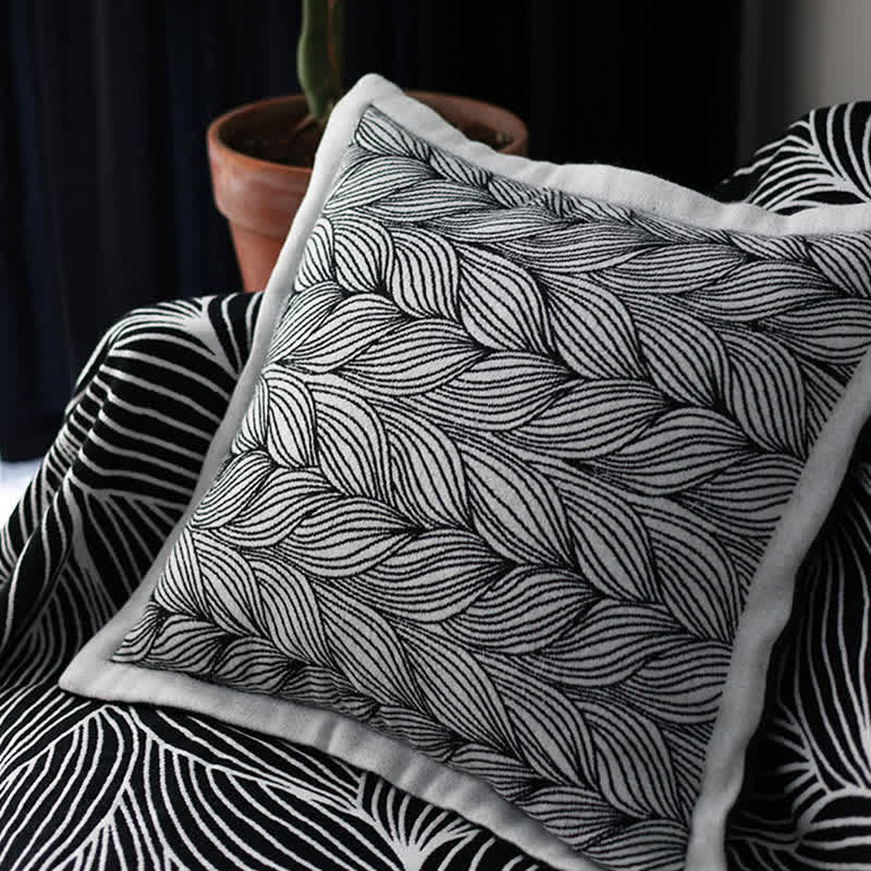 Leaf Pattern Acrylic Knit Throw Blanket - 8