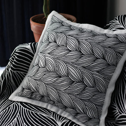 Leaf Pattern Acrylic Knit Throw Blanket - 8