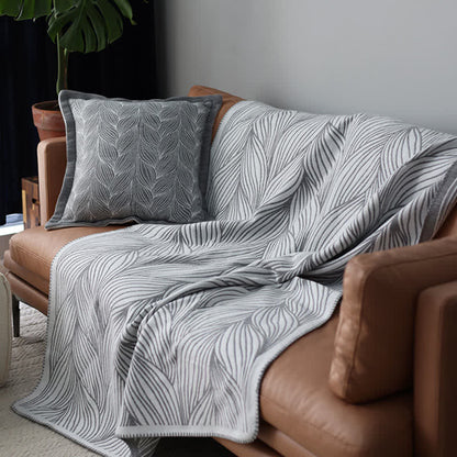 Leaf Pattern Acrylic Knit Throw Blanket - 9