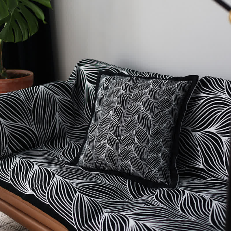 Leaf Pattern Acrylic Knit Throw Blanket - 6