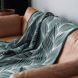 Leaf Pattern Acrylic Knit Throw Blanket - 3