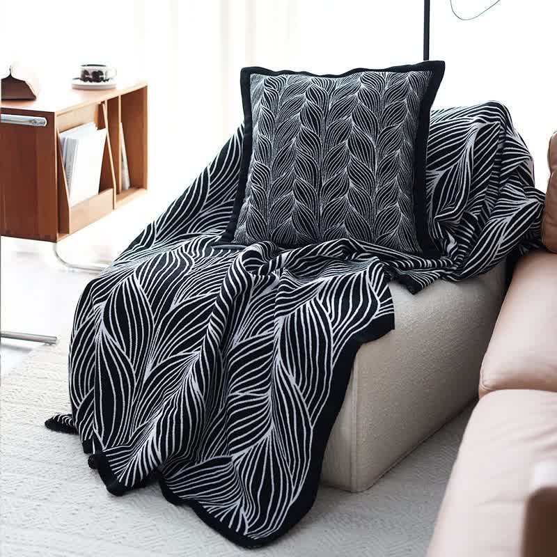 Leaf Pattern Filled Knit Cushion - 3