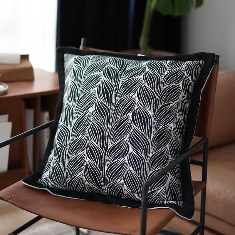 Leaf Pattern Filled Knit Cushion - 7