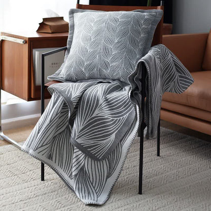 Leaf Pattern Acrylic Knit Throw Blanket - 10