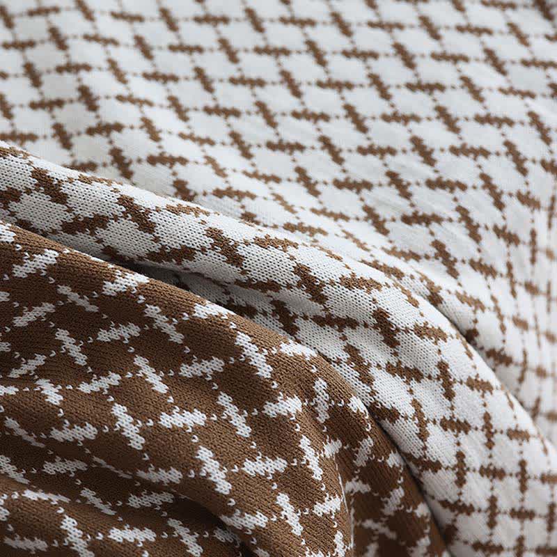 Bordered Houndstooth Knit Throw Blanket - 13