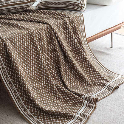 Bordered Houndstooth Knit Throw Blanket - 10
