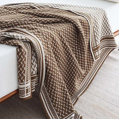 Bordered Houndstooth Knit Throw Blanket - 9