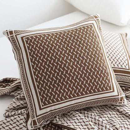 Bordered Houndstooth Knit Cushion Cover - 4