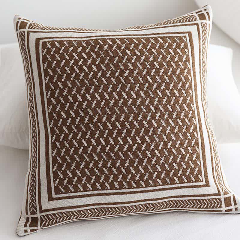 Bordered Houndstooth Knit Cushion Cover - 3