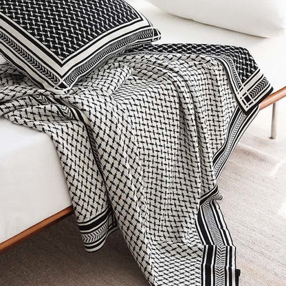 Bordered Houndstooth Knit Throw Blanket - 2