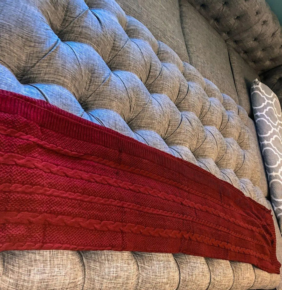 Cable and Diamond Knit Throw Blanket - 17