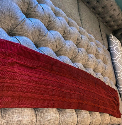 Cable and Diamond Knit Throw Blanket - 17