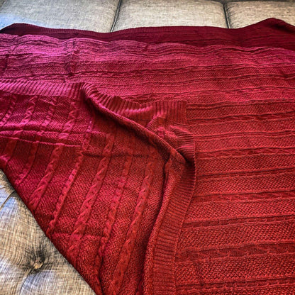 Cable and Diamond Knit Throw Blanket - 14