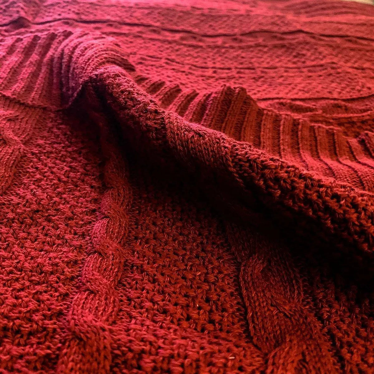 Cable and Diamond Knit Throw Blanket - 18